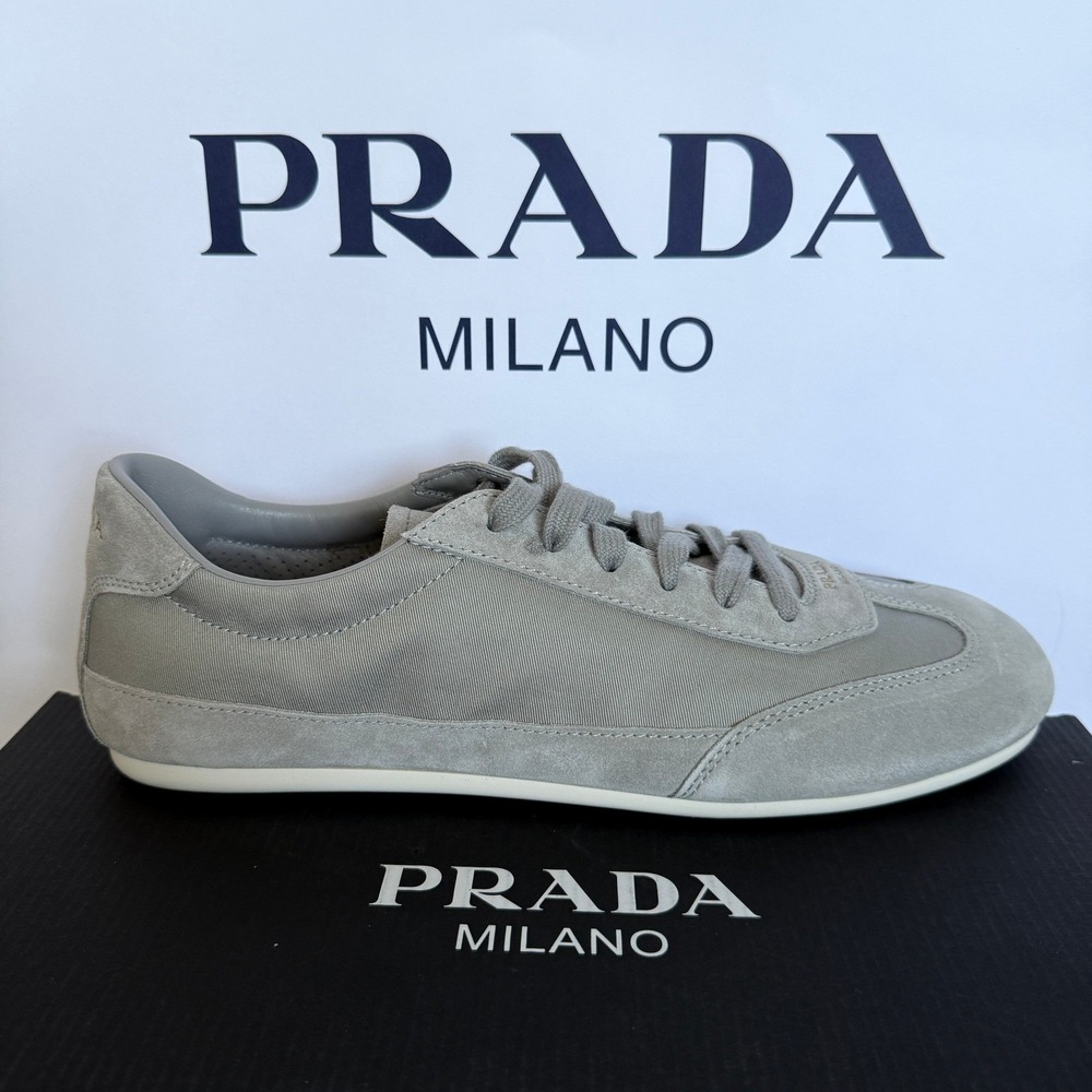 Prada Milano 2EG442 Men Grey Suede and Fabric Low Top Sneakers Trainers Sz UK 11 - Picture 10 of 16